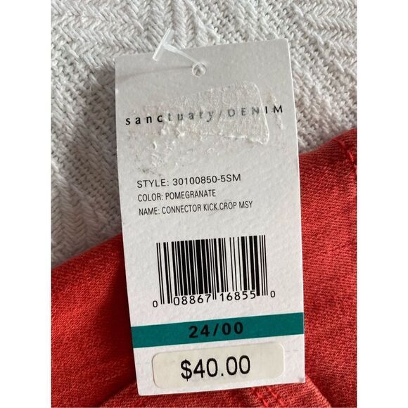 SANCTUARY DENIM SIZE 24/00 Connector Kick Copped Jean in Pomegranate - Picture 7 of 9